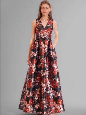 julia jordan Black Maxi Dress with Red Floral Print